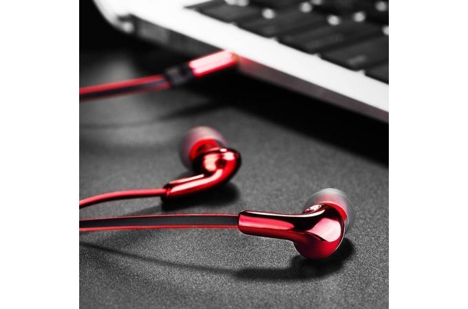 Наушники вакуумные проводные HOCO M30 Glaring universal earphones with microphone (красный)