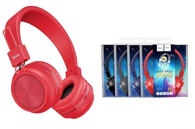 Наушники мониторные беспроводные HOCO W25 Promise wireless headphones Bluetooth (красный)