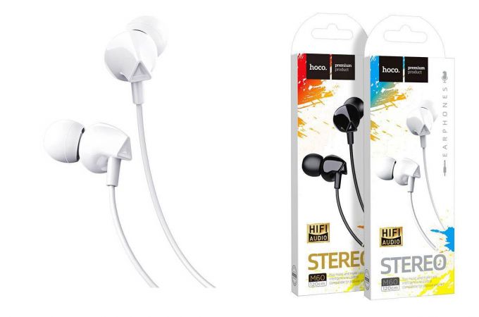 Наушники вакуумные проводные HOCO M60 Perfect sound universal earphones (белый)