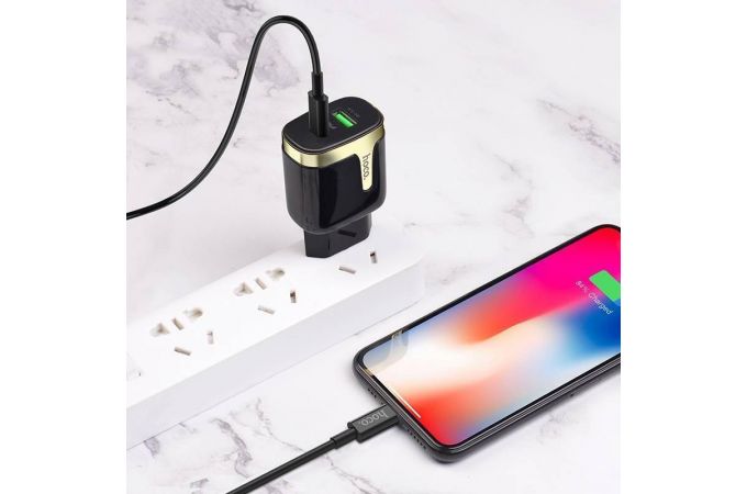 Сетевое зарядное устройство USB HOCO C79A Zeus PD+QC3.0 2400mAh (черный)