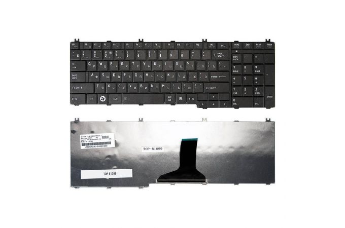 Клавиатура для ноутбука Toshiba Satellite C650, C655, C655D, C660, L650, L655, L670, L675 Series. Плоский Enter. Черная, без рамки. PN: NSK-TN0GQ.
