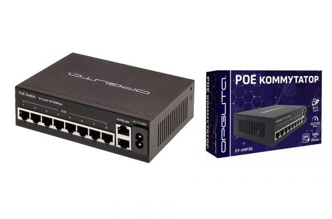 POE коммутатор Орбита OT-VNP36 (8poe+2lan порта)