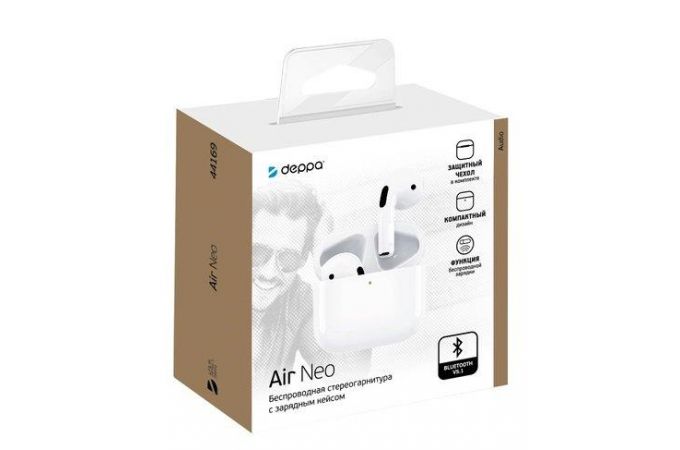 Наушники вакуумные беспроводные Deppa (44169) Air Neo Bluetooth (белый)