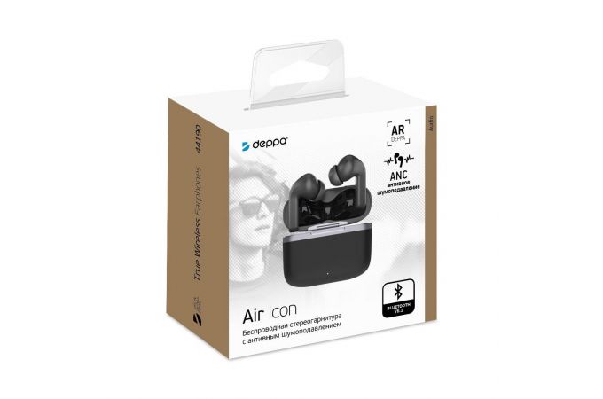 Наушники вакуумные беспроводные Deppa (44190) Air Icon Bluetooth (черный)