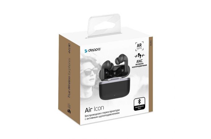 Наушники вакуумные беспроводные Deppa (44190) Air Icon Bluetooth (черный)