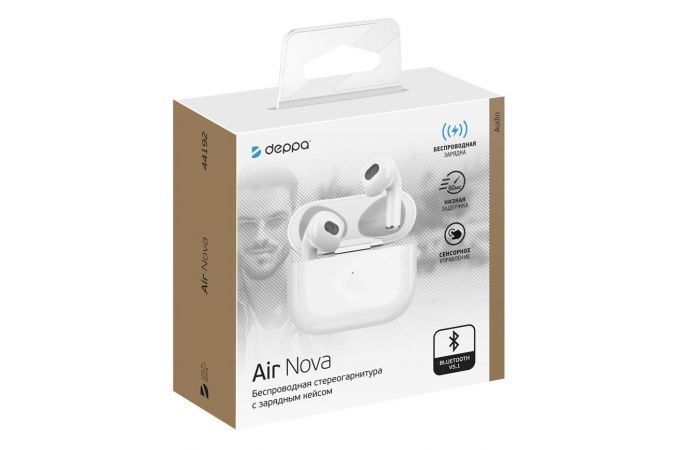 Наушники вакуумные беспроводные Deppa (44192) Air Nova Bluetooth (белый)