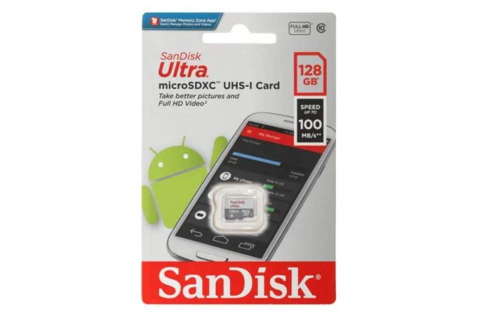 Карта памяти microSDXC SanDisk 128GB Ultra Light 100Mb/s SDSQUNR-128G-GN6MN (UHS-I, Class 10)