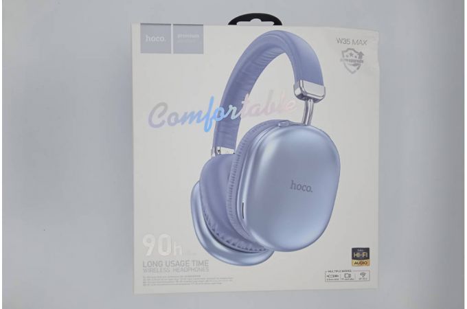 Наушники мониторные беспроводные HOCO W35 Max Joy BT headphones (голубой) (УЦЕНКА! МЯТАЯ УПАКОВКА)