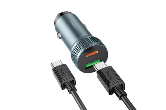 Автомобильное зарядное устройство АЗУ USB + USB-С + кабель Type-C HOCO Z49B  38W (черный)