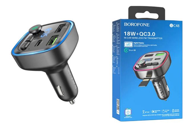 FM-Модулятор BOROFONE BC48 Broad QC3.0 car BT FM transmitter