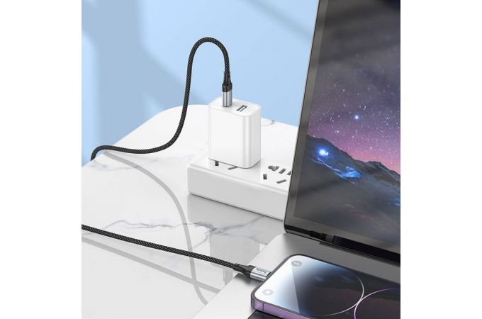 Кабель USB Type-C - Lightning HOCO X102 PD20W 3A (черный) 1м