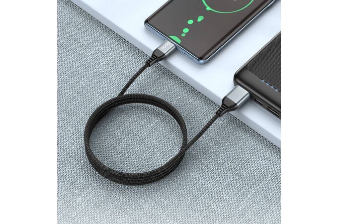 Кабель USB Type-C - USB Type-C HOCO U128 Viking 60W (черный) 1м  (2 в 1 дополнительный порт USB-A)