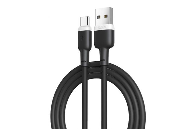 Кабель USB - USB Type-C XO NB208 2.4A Liquid Silicone Black