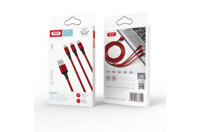 Кабель USB 3 в 1 XO NB173 Red