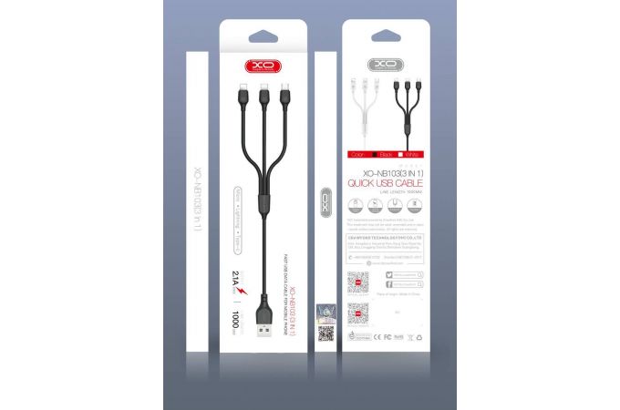 Кабель USB 3 в 1 XO NB103 1M White