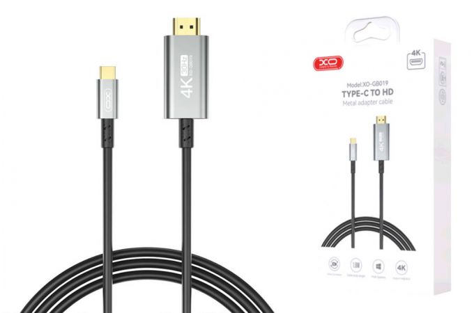 Кабель Type-C to HDM XOI GB019 Metal Adapter Cable 1.8M Tranish