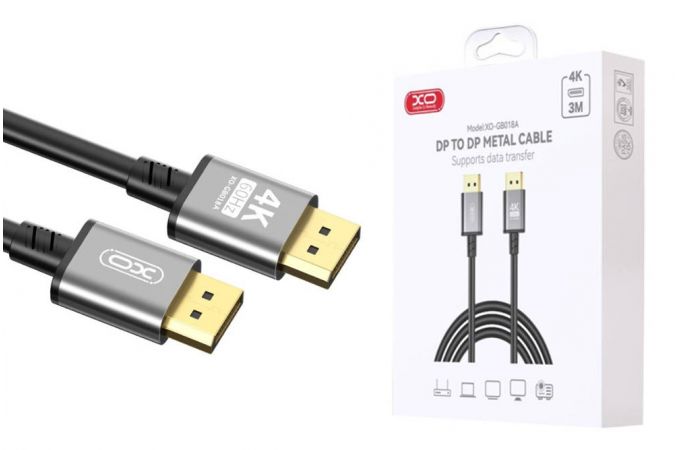 Кабель DisplayPort XO DP GB018A DP to DP metal adapter 3M Tranish