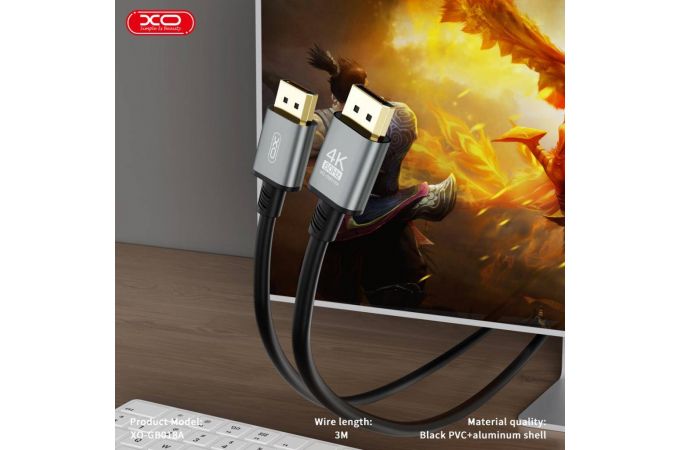 Кабель DisplayPort XO DP GB018A DP to DP metal adapter 3M Tranish