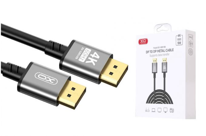 Кабель DisplayPort XO DP GB018B DP to DP metal adapter 5M Tranish