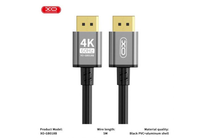 Кабель DisplayPort XO DP GB018B DP to DP metal adapter 5M Tranish