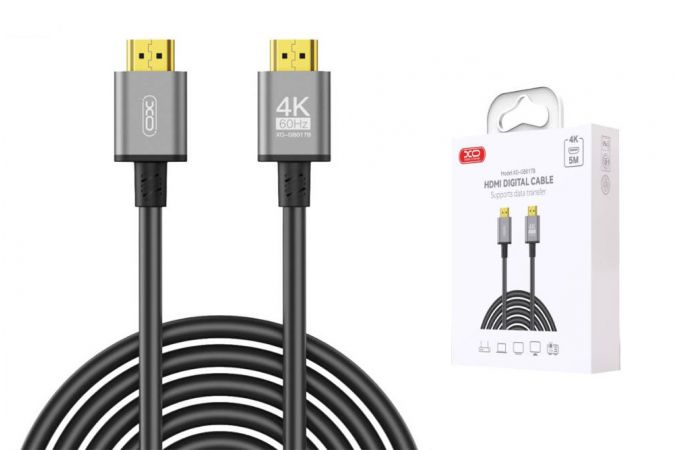 Кабель HDMI to HDMI XO GB017B Metal Adapter Cable 5M Tranish