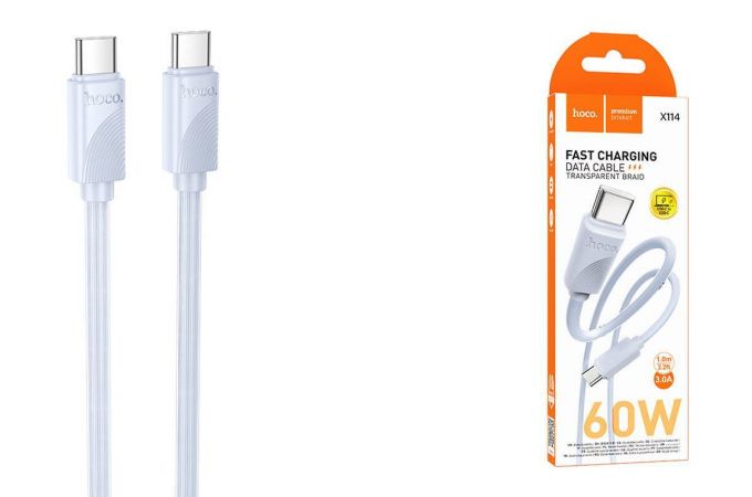 Кабель USB Type-C - USB Type-C HOCO X114 (голубой) 1м