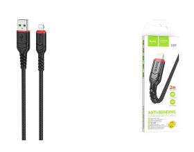 Кабель USB - Lightning HOCO X59, 2,4A (черный) 2м (в оплетке, с усиление сгиба)