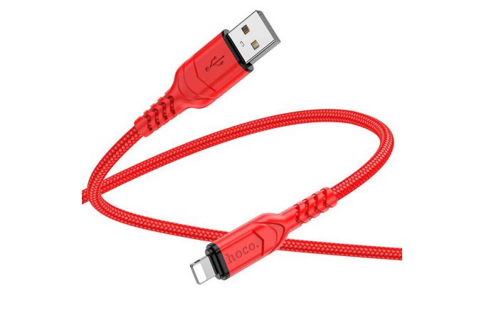 Кабель USB - Lightning HOCO X59, 2,4A (черный) 2м (в оплетке, с усиление сгиба)
