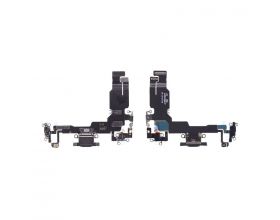 Шлейф с разъемом зарядки iPhone 15 Оригинал IC (Черный)