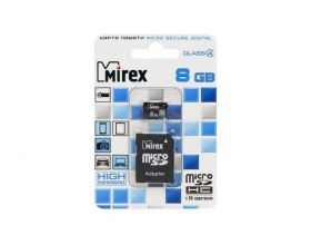 Карта памяти Mirex 8GB MicroSD (Class4) с адаптером