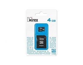 Карта памяти Mirex 4GB MicroSD (Сlass4) с адаптером