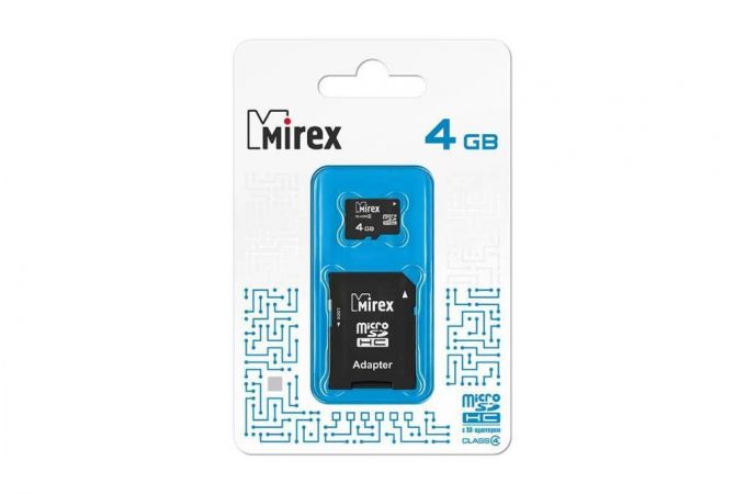 Карта памяти Mirex 4GB MicroSD (Сlass4) с адаптером