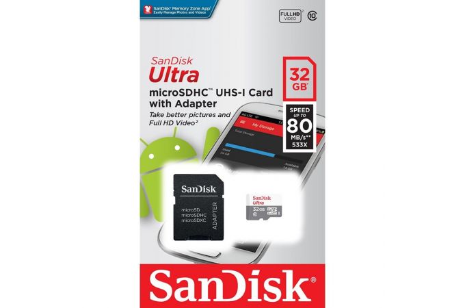 Карта памяти microSDHC Sandisk 32 GB (Сlass10)