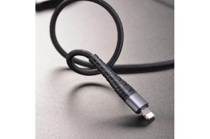 Кабель USB - Lightning BOROFONE BX32, 2,4A (черный) 1м (в оплетке, с усилением сгиба)