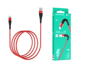 Кабель USB - USB Type-C BOROFONE BX32, 3A (красный) 1м (в оплетке, с усилением сгиба)