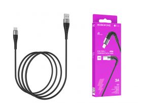 Кабель USB - USB Type-C BOROFONE BX32, 3A (черный) 1м (в оплетке, с усилением сгиба)