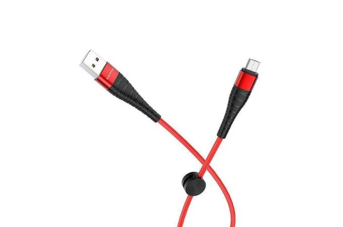 Кабель USB - MicroUSB BOROFONE BX32 2.4A (красный) 1м (в оплетке)