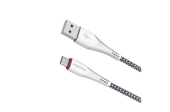 Кабель USB - MicroUSB BOROFONE BX25 2A (белый) 1м (в оплетке)