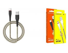 Кабель USB - USB Type-C BOROFONE BX25, 3A (черный) 1м (в оплетке)