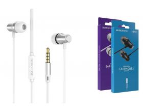 Наушники вакуумные проводные BOROFONE BM29 Gratified Universal earphones (серебристый)