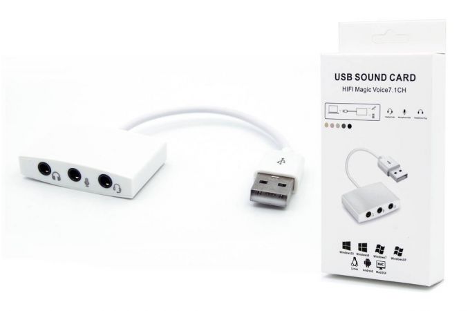 Звуковая карта USB внешняя адаптер USB2.0 --> 3 x Jack3.5