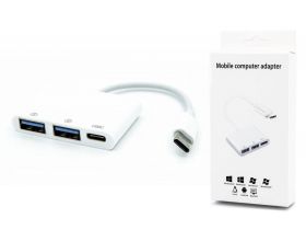 Разветвитель USB-C HUB NN-HB011 на 2 порта + USB-C для зарядки (белый)