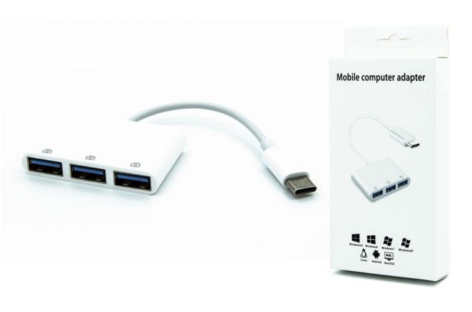 Разветвитель USB-C HUB NN-HB012 на 3 порта (белый)