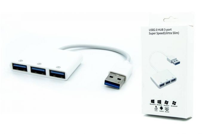 Разветвитель USB HUB 2.0 NN-HB014 на 3 порта (белый)