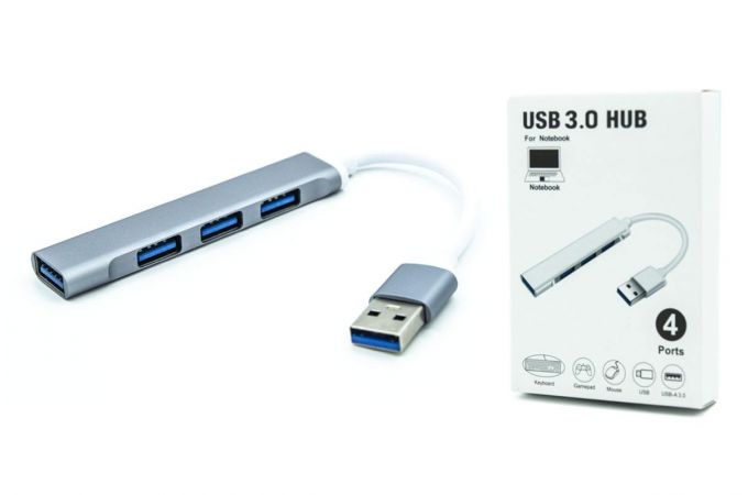 Разветвитель USB HUB 3.0 NN-HB010 на 4 порта кабель 15см (серый)