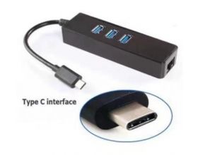 Разветвитель USB HUB Type-C (M) --> 3 x USB3.0 (F) + RJ45 (F) (1/27)