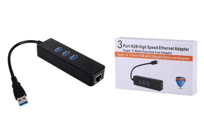 Разветвитель USB HUB USB3.0 (M) --> 3 x USB3.0 (F) + RJ45 (F) (1/217)