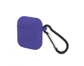 Чехол для наушников Soft-Touch AirPods с карабином и нижней заглушкой (синий кобальт)