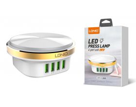 Сетевая зарядная станция LDNIO A4406 4 USB порта + Led светильник 2.4W/4 USB Auto-ID/ Выход: 22W (белый)