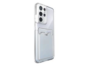 Чехол для Samsung S21 Ultra (прозрачный) с отделением под карту